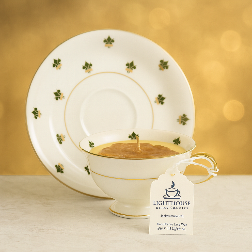 Fleur de Lis Teacup & Saucer (Crème Brûlée)